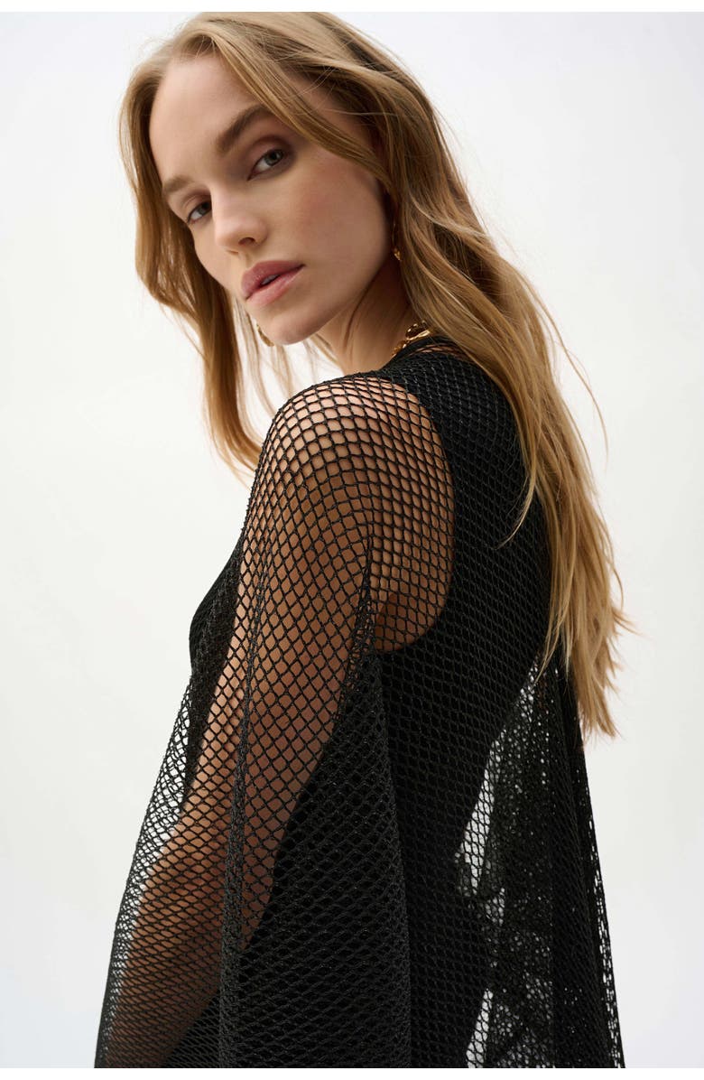 JOSEPH RIBKOFF Bohemian Open-front Kimono, Alternate, color, Black