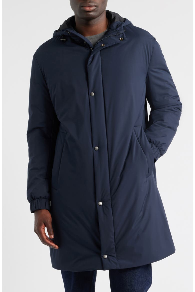 Jared Padded Water Repellent Longline Hooded Jacket, Alternate, color, DARK BLUE