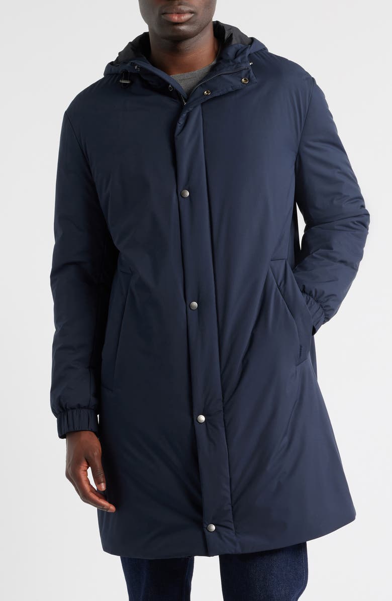 BOSS Jared Padded Water Repellent Longline Hooded Jacket, Alternate, color, Dark Blue