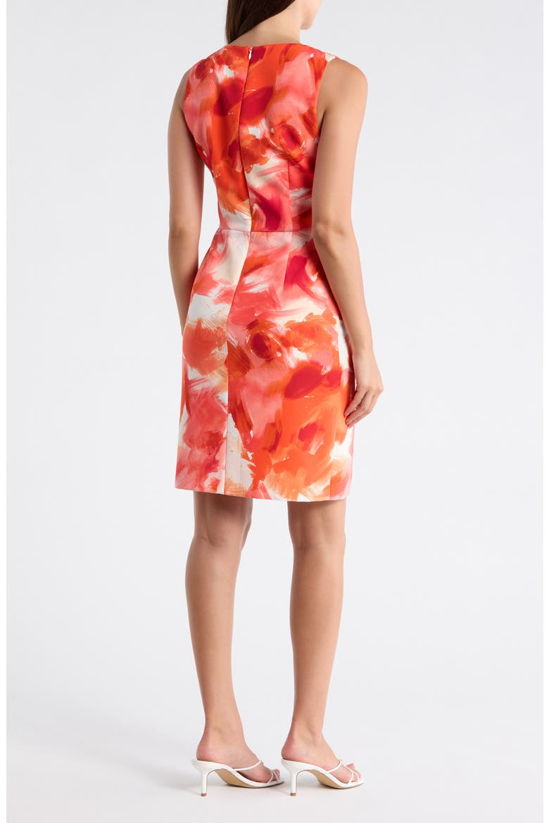 Floral Asymmetric Neck A-Line Dress, Alternate, color, ORANGE MULTI