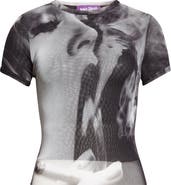 Jean Paul Gaultier Smoking Graphic Mesh Baby Tee