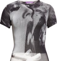 Jean Paul Gaultier Smoking Graphic Mesh Baby Tee