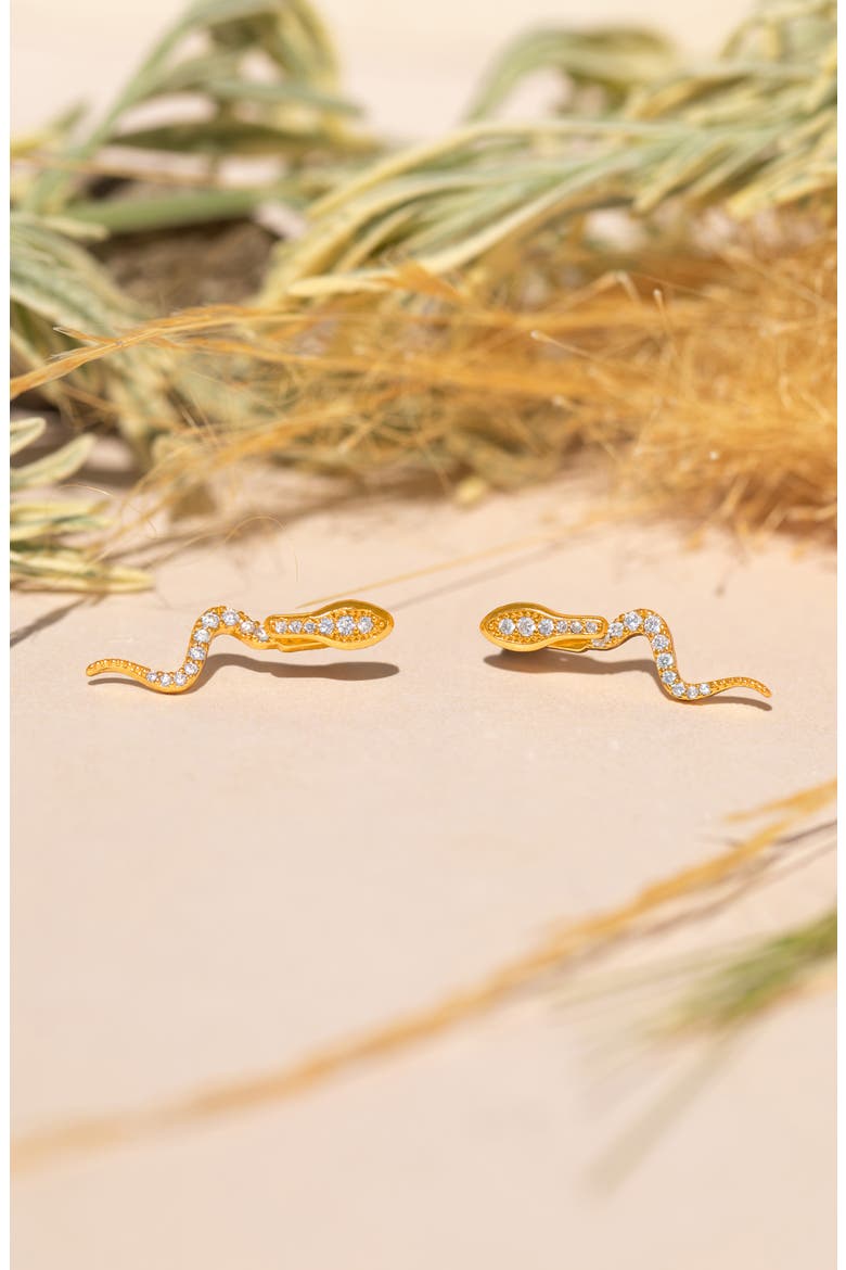 Python Pavé Cubic Zirconia Jacket Earrings, Alternate, color, GOLD