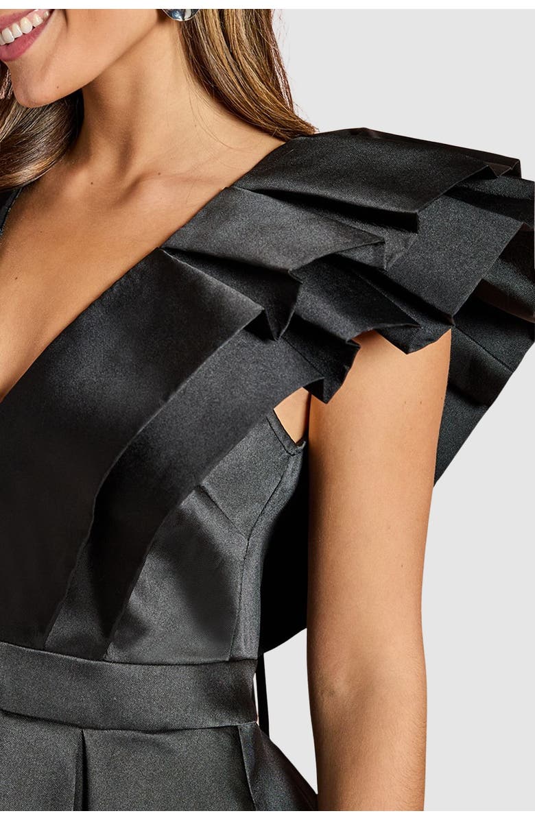 Coast Frill Sleeve V-Neck Midi Dress, Alternate, color, Black