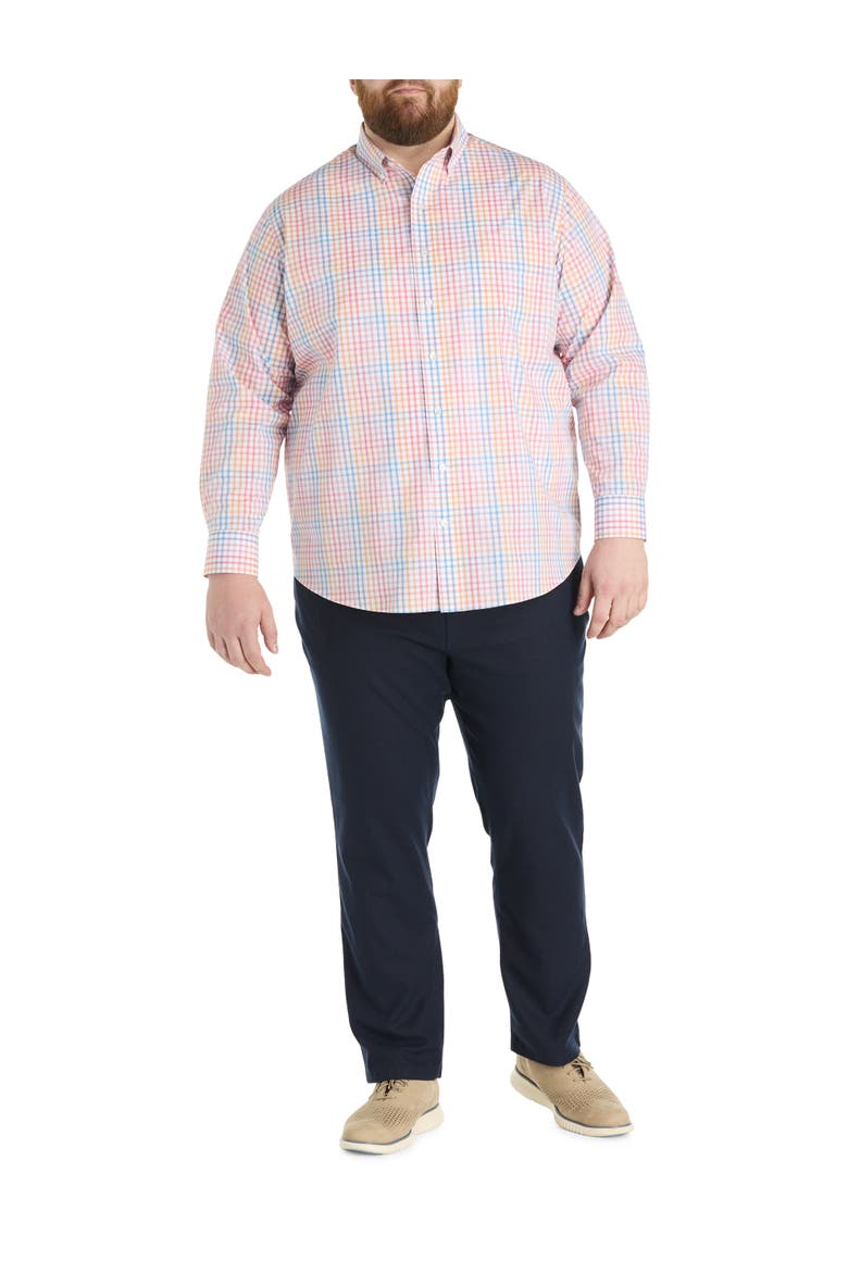 Big & Tall Plaid Tech Sport Shirt, Alternate, color, PINK MULTI
