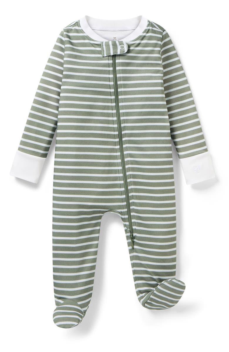 Petite Plume Pima Cotton Footie, Main, color, Green