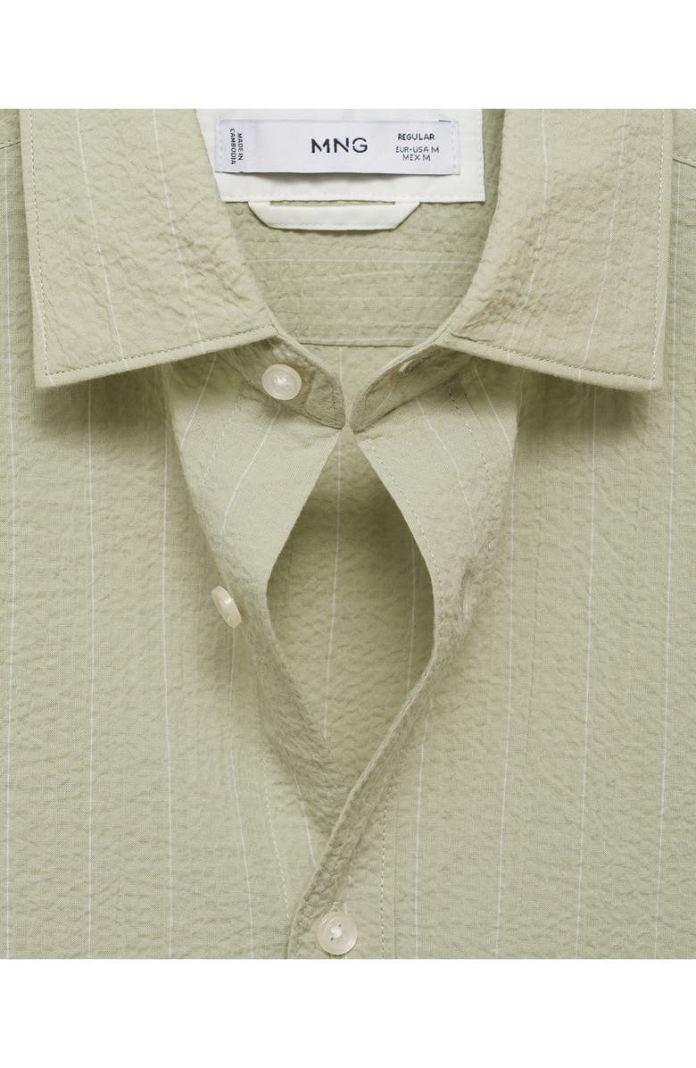 MANGO Regular Fit Textured Stripe Button-Up Shirt, Alternate, color, Pastel Green