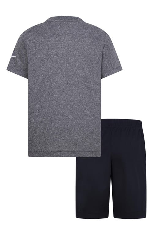 Shop 3 Brand Kids' Dri-fit Wordmark Logo T-shirt & Shorts Set In Carbon Heather