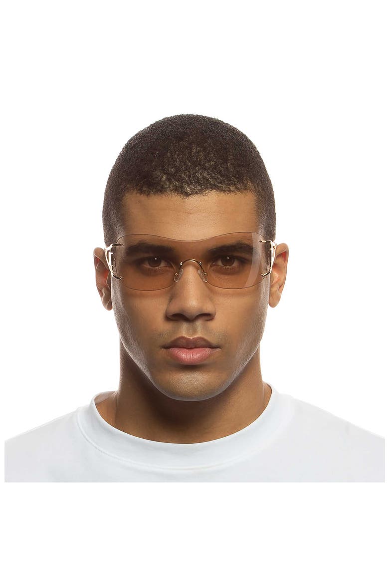 Le Fame 137mm Mirrored Shield Sunglasses, Alternate, color, GOLD / CHAMPAGNE TINT MIRROR