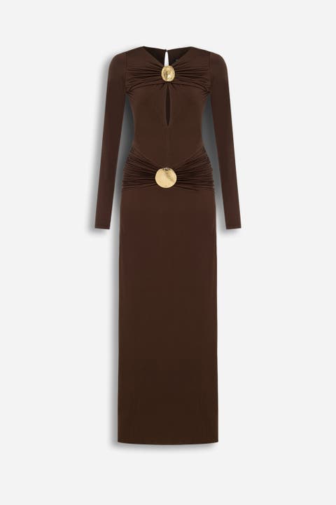 Cut Out Disc Detail Maxi Dress
