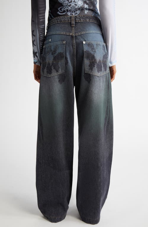 Paolina Russo Ice Printed Baggy Wide Leg Jeans In Blue