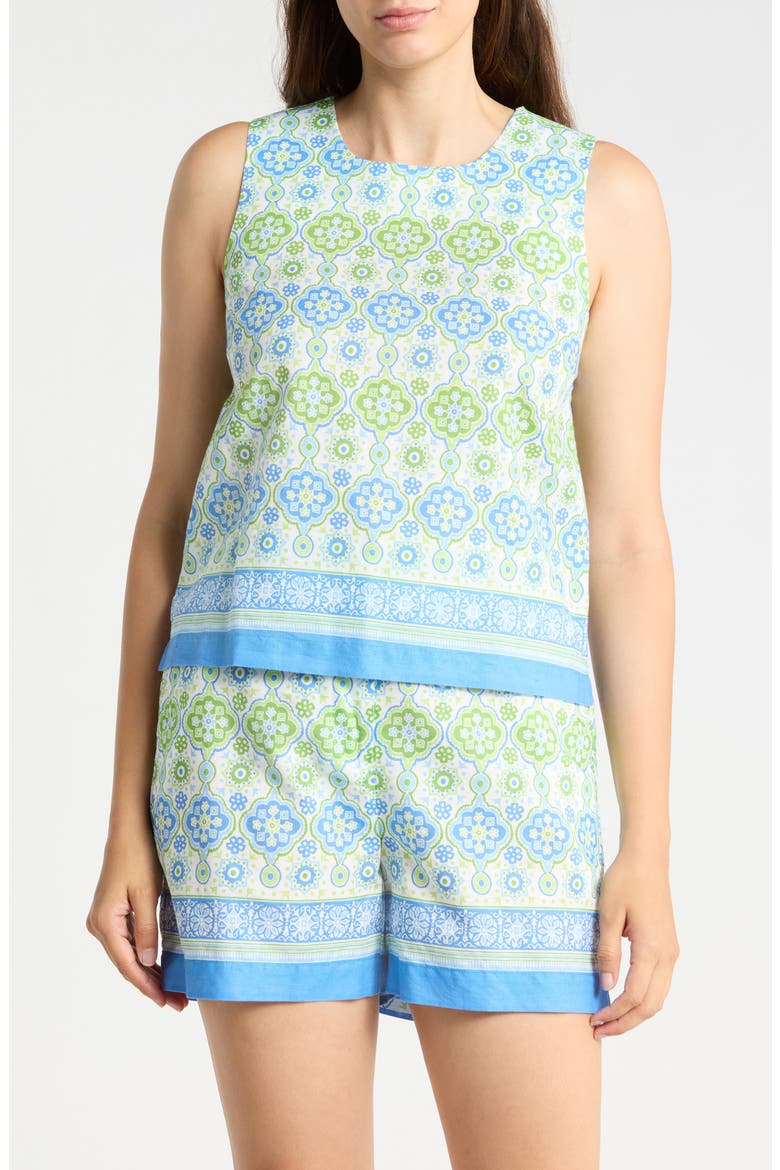 Norie Sleeveless Top, Main, color, WHITE/ GREEN/ SKY BLUE