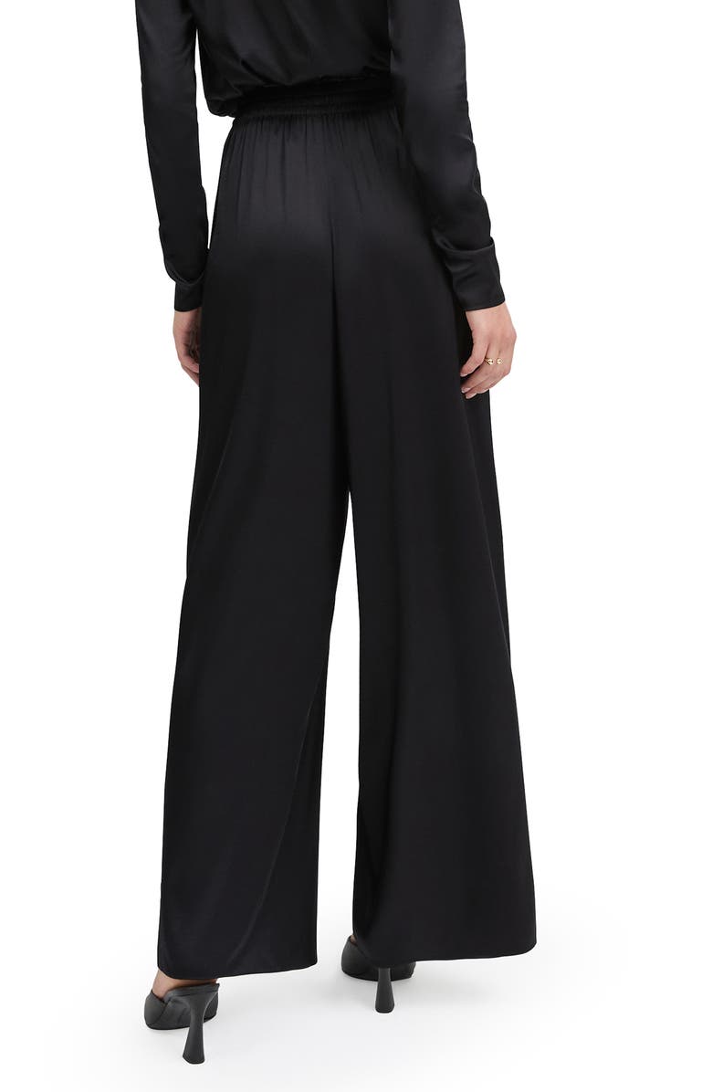 Favorite Daughter Tribeca Wide Leg Satin Pants, Alternate, color, Black