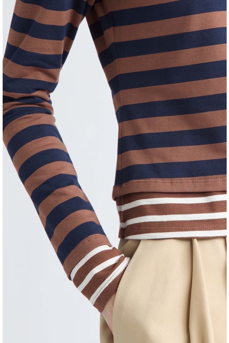 Asymmetric Twisted Striped T-Shirt, Alternate, color, BROWN MULTI