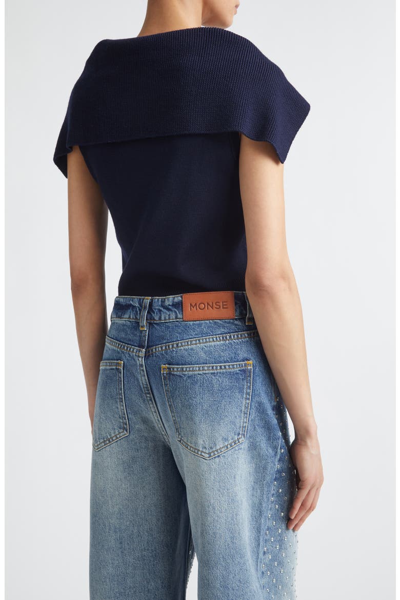 Crop Sailor Collar Merino Wool Sweater, Alternate, color, MIDNIGHT