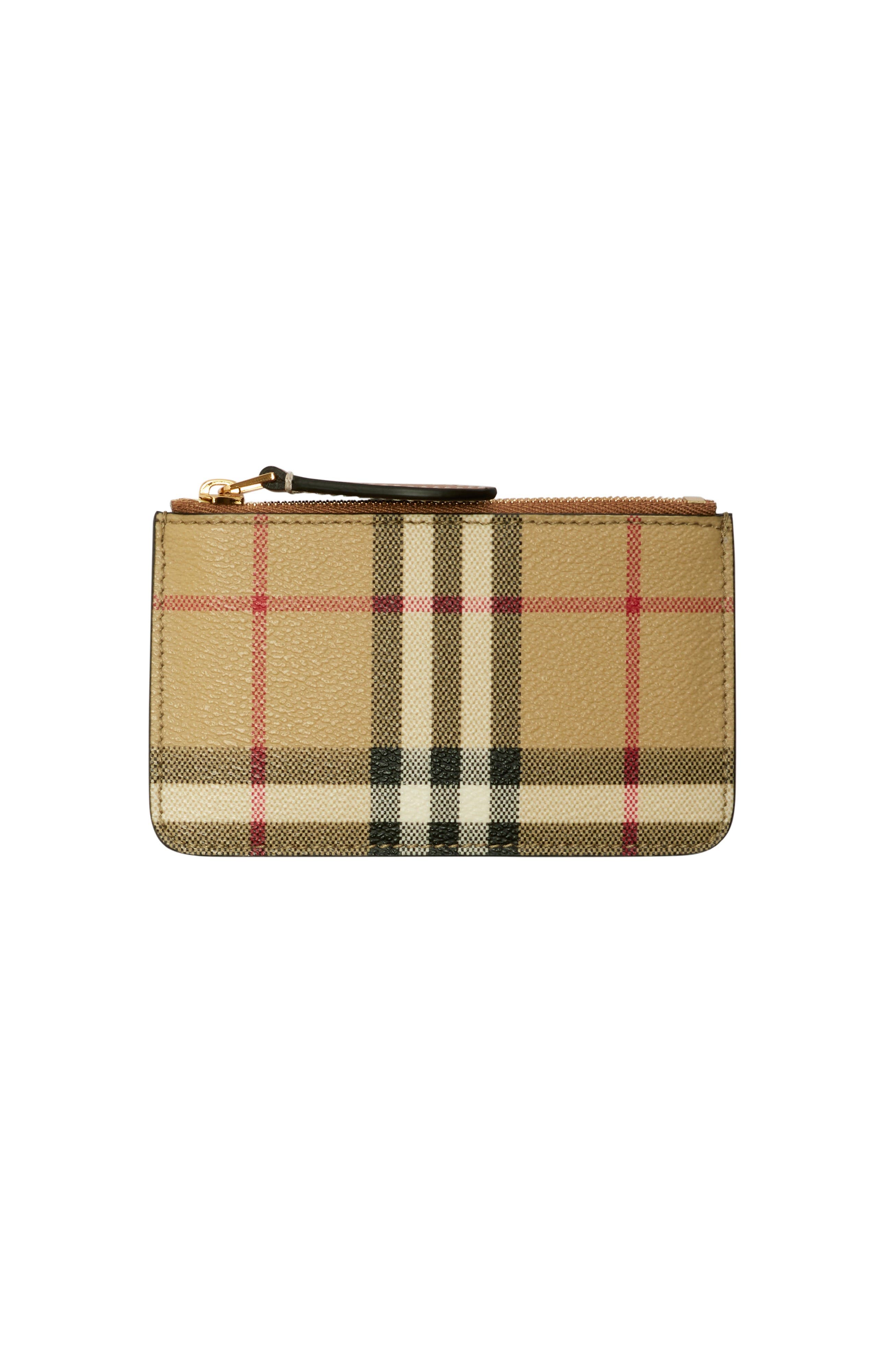 Burberry Check Strap Coin Case, Main, color, Archive Biege