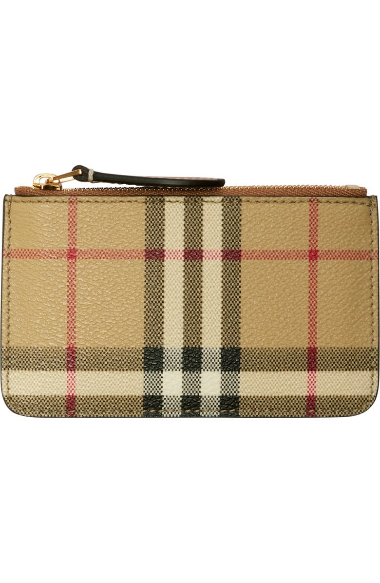 Burberry Check Strap Coin Case, Main, color, Archive Biege