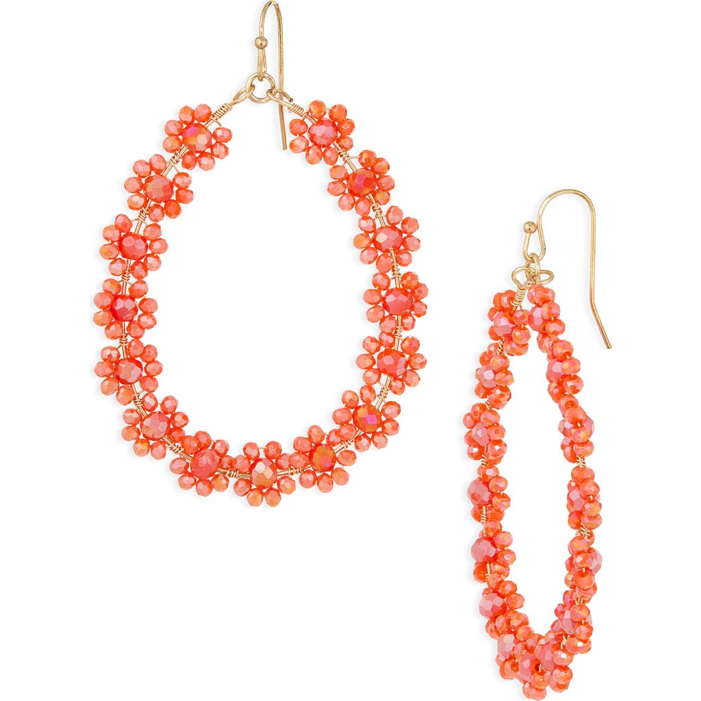 Cara Crystal Leaf Drop Earrings In Orange