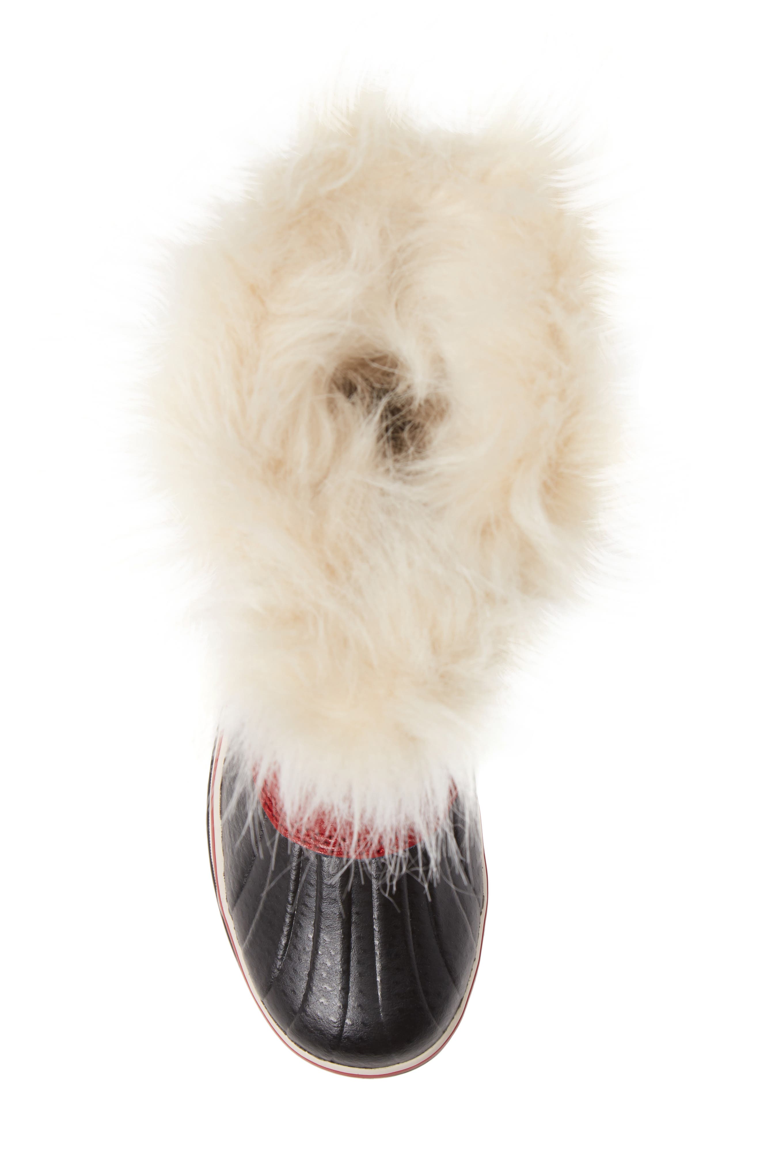'Tofino II' Faux Fur Lined Waterproof Boot, Alternate, color, RED DAHLIA CANVAS