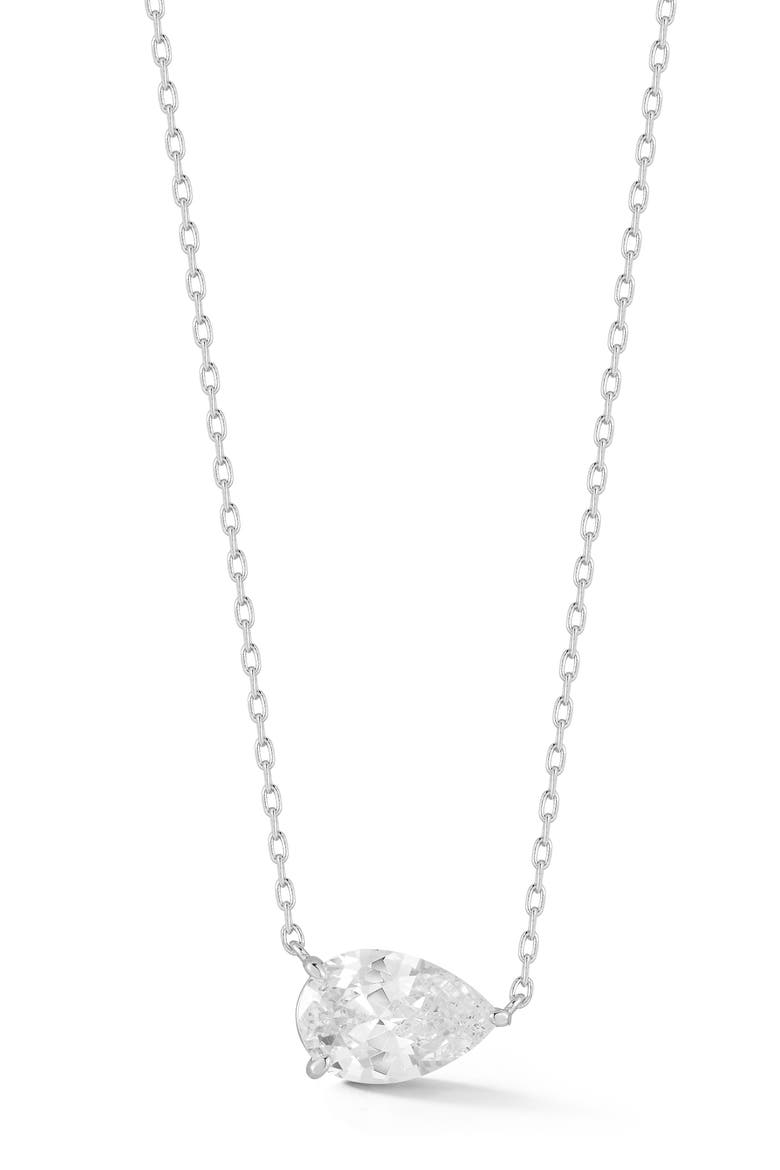 Pear Cubic Zirconia Pendant Necklace, Main, color, SILVER