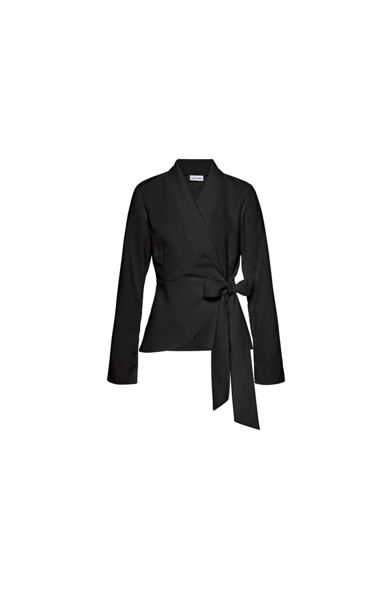 Lapel Wrap Blouse, Alternate, color, Black