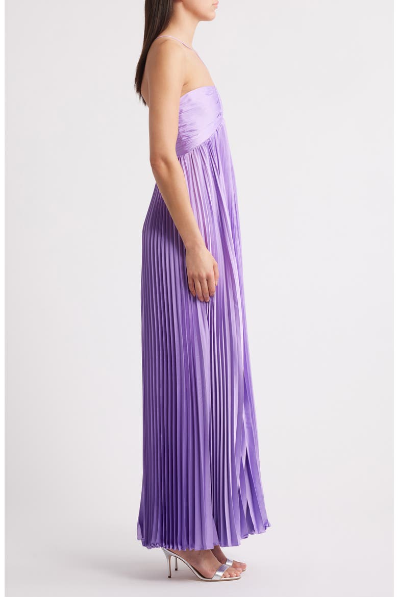 Blair Pleated Satin Gown, Alternate, color, VIOLET
