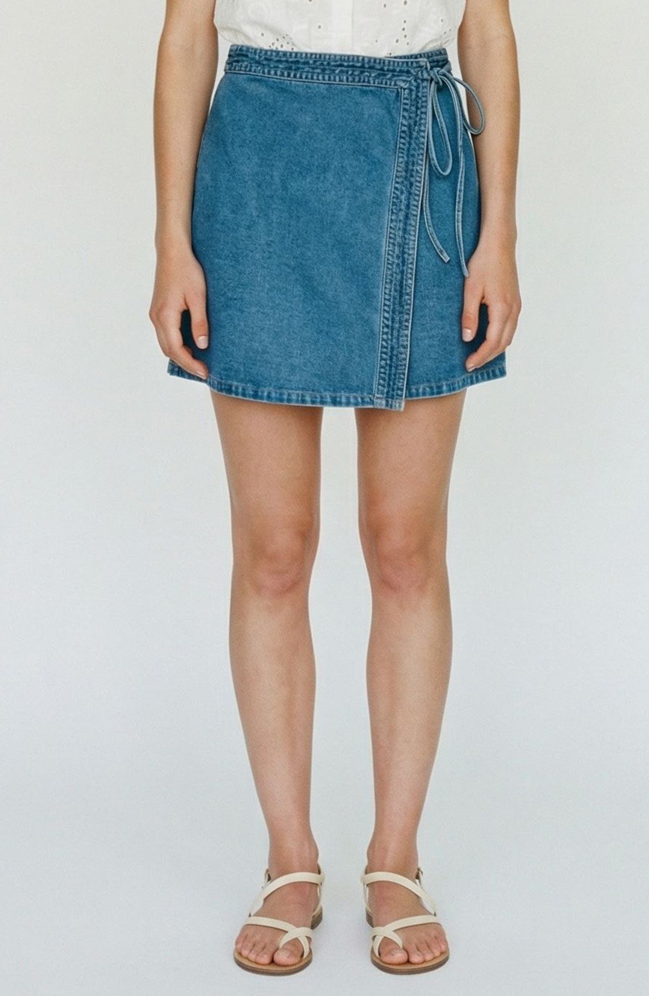 Liza Denim Wrap Miniskirt - image 3