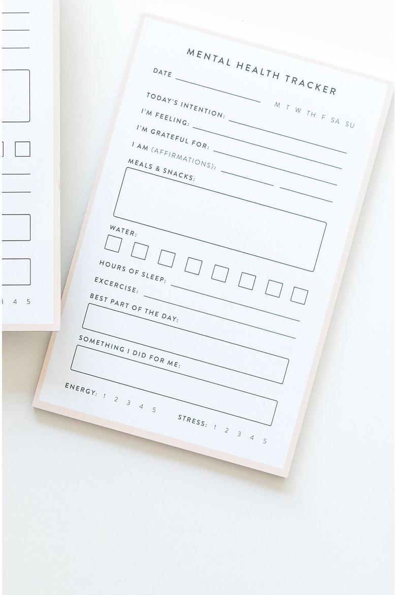 Mental Health Tracker Notepad, Alternate, color, Off-white And Peach