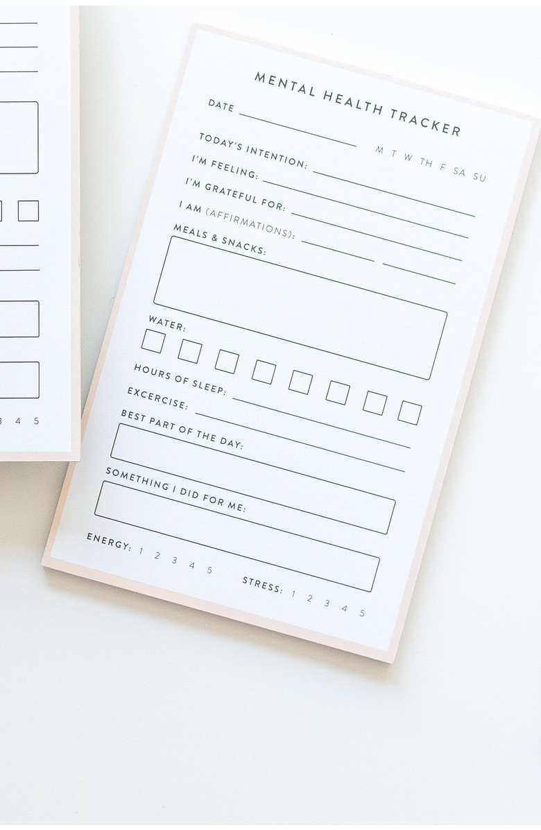 Joy Paper Co. Mental Health Tracker Notepad, Alternate, color, Off-White And Peach