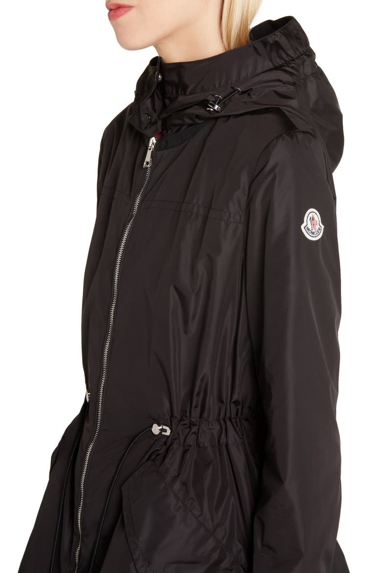 Loty Cinch Waist Rain Jacket, Alternate, color, BLACK