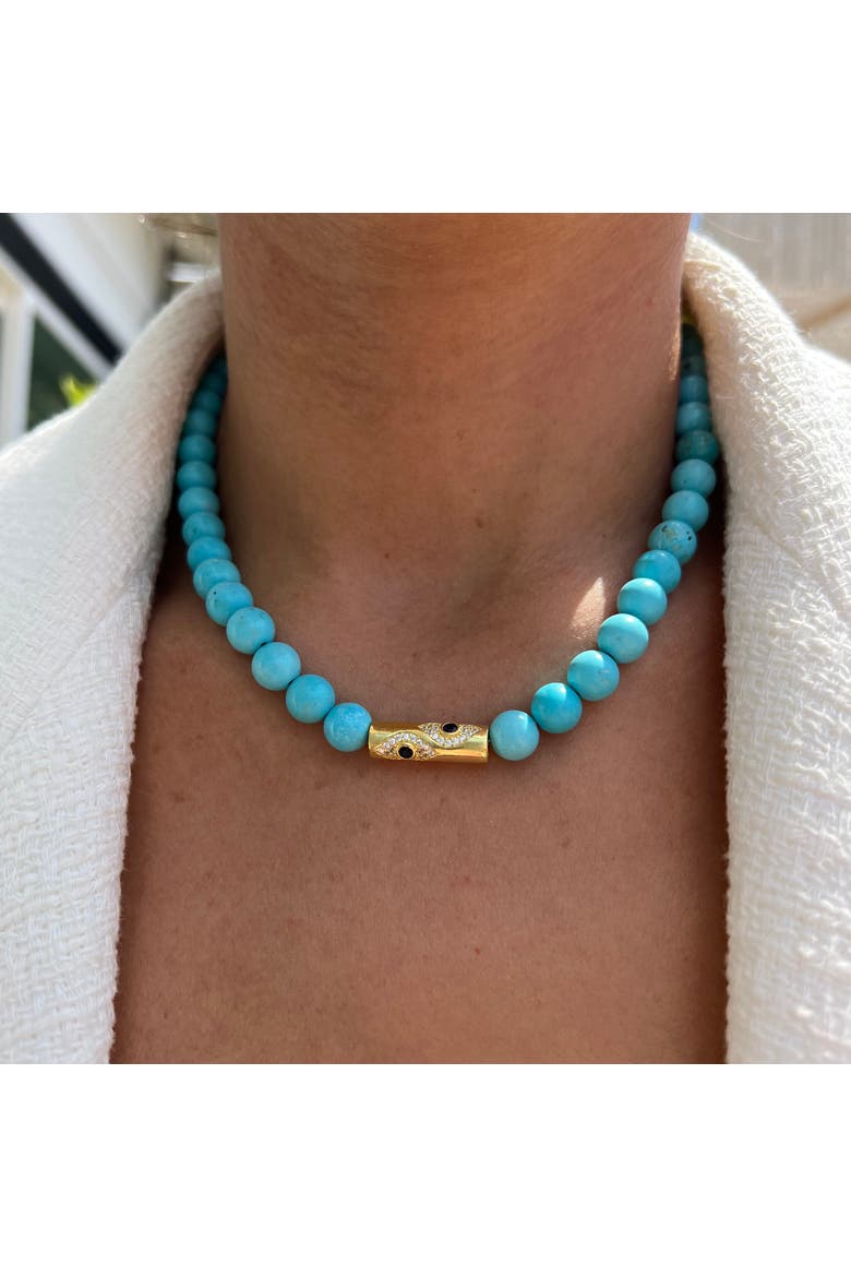 Turquoise beaded rod eye necklace, Alternate, color, turquoise