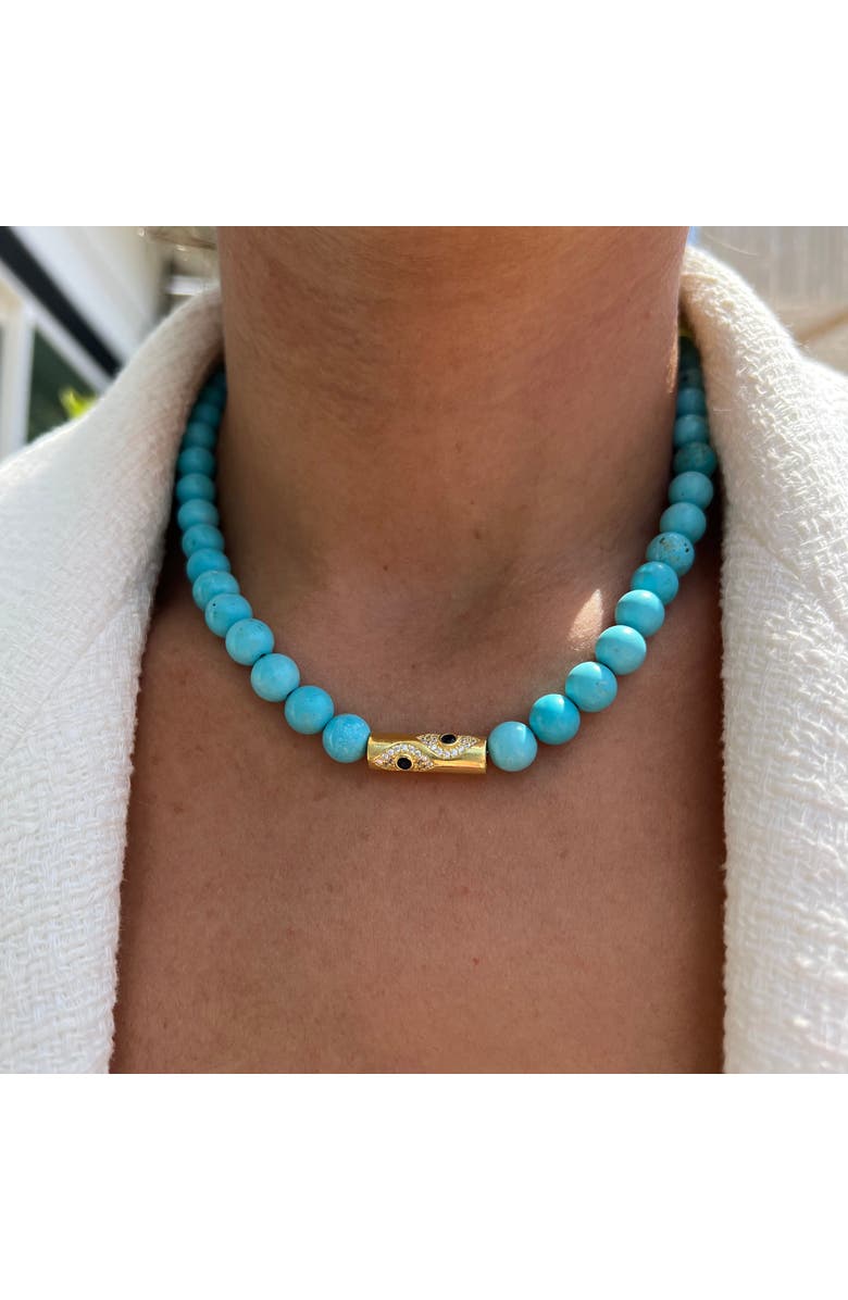 Gemma Azzurro Turquoise beaded rod eye necklace, Alternate, color, Turquoise