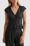 All in Favor Lace Hem Cap Sleeve Top
