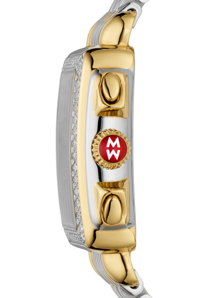 'Deco Diamond' Diamond Dial Two-Tone Watch Case, 33mm x 35mm, Alternate, color, GOLD/ SILVER