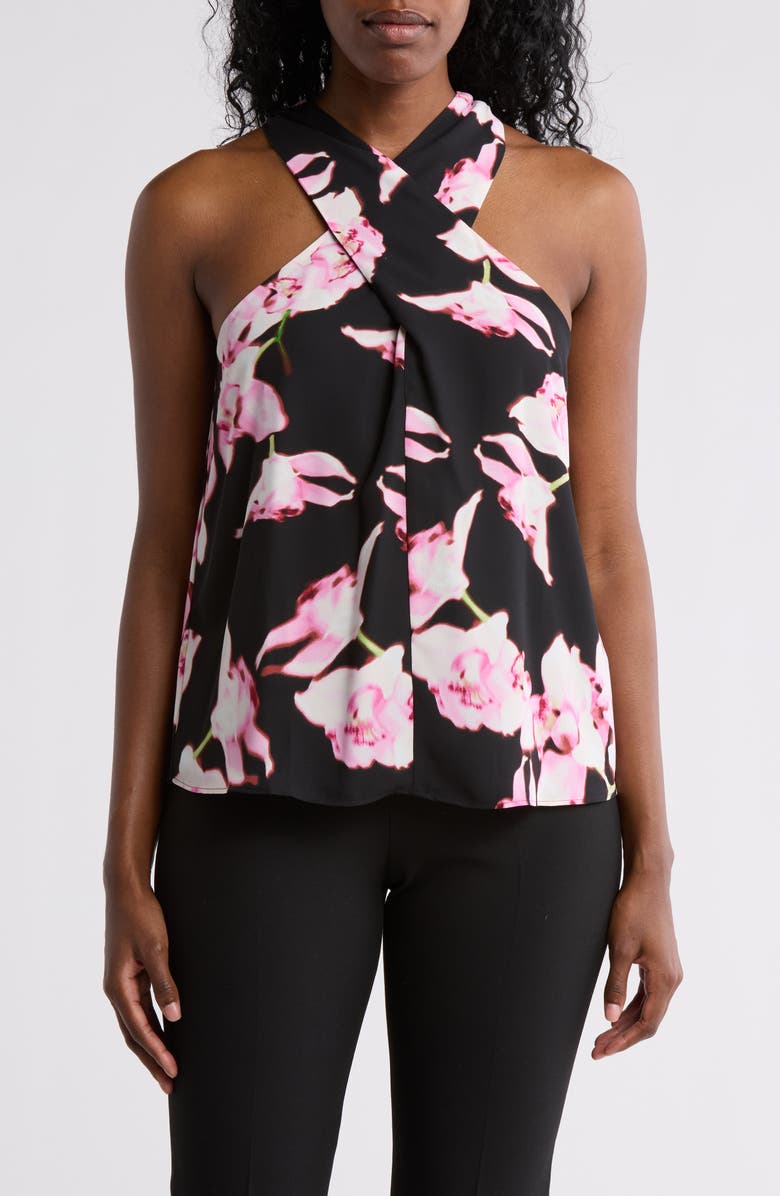 Calvin Klein Floral Halter Neck Sleeveless Top, Main, color,