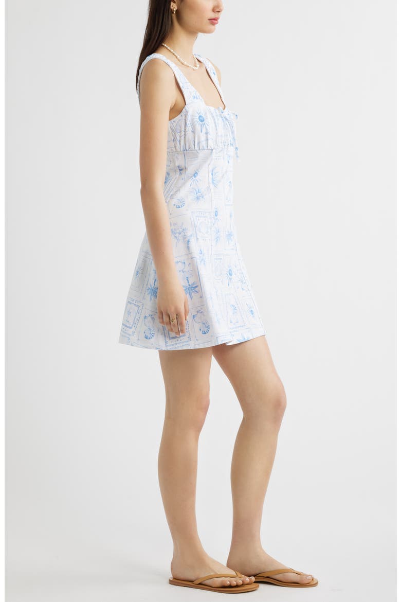 Stretch Cotton Minidress, Alternate, color, WHITE- BLUE VACATION STAMP
