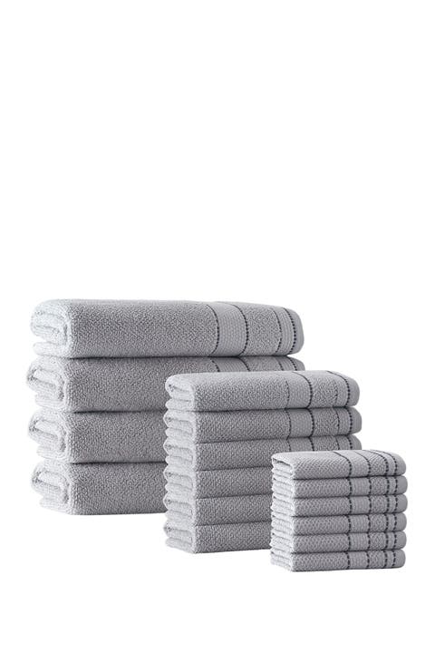 Monroe Turkish Cotton 16-Piece Towel Set - Silver