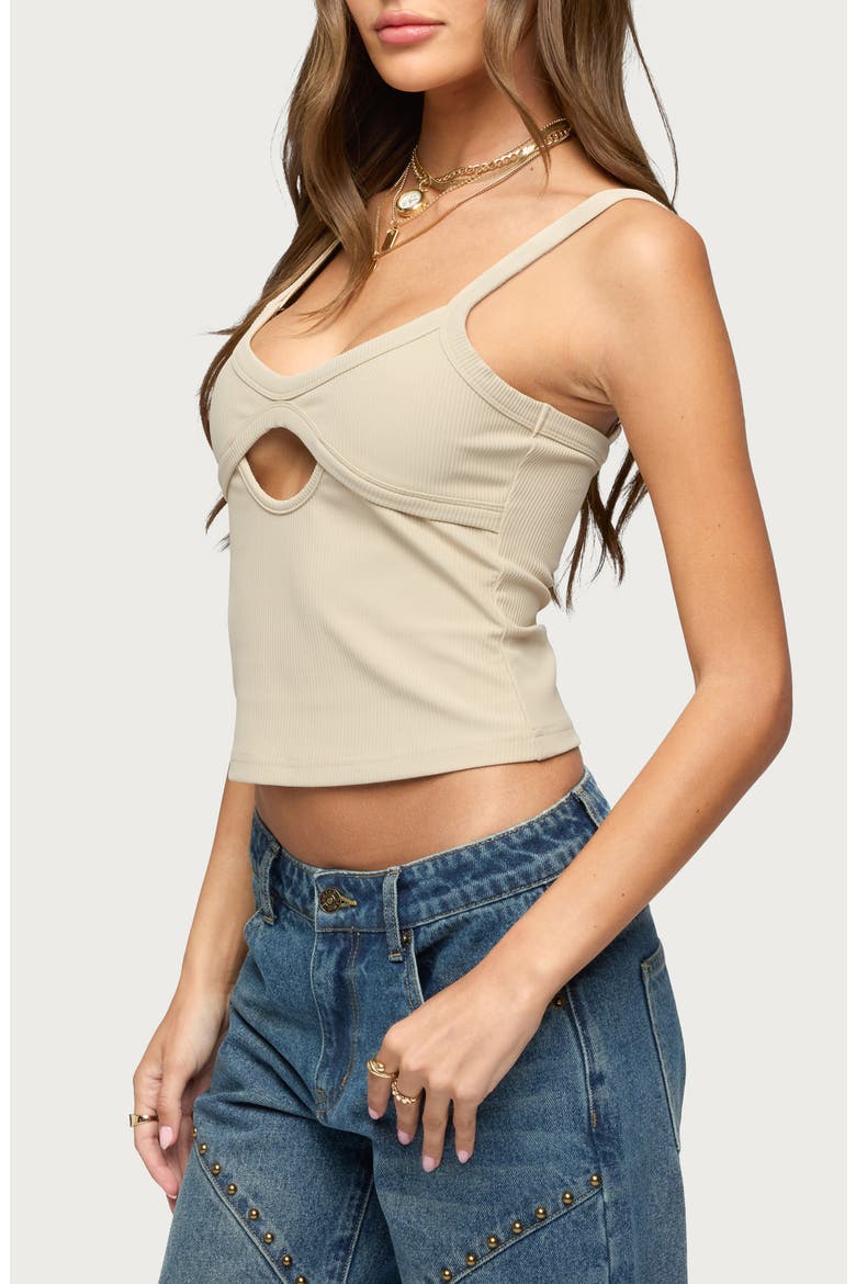Karin Cutout Crop Tank, Alternate, color, BEIGE