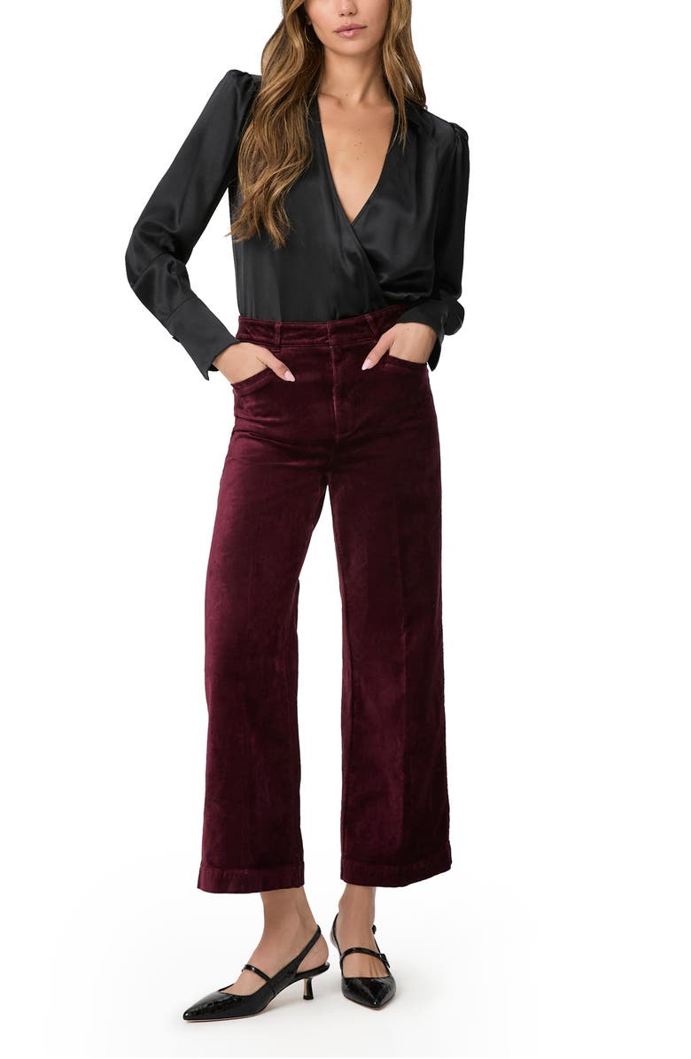 PAIGE Anessa High Waist Ankle Wide Leg Velvet Pants, Alternate, color, Drkoxblood