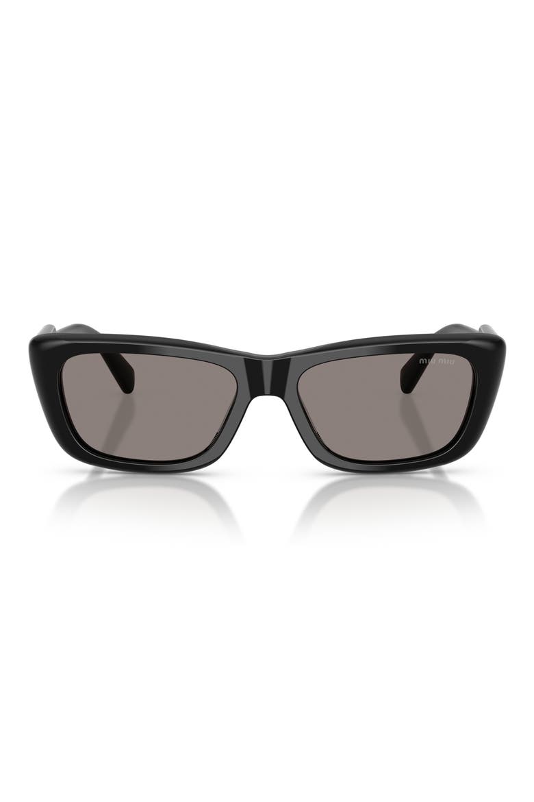 56mm Rectangular Sunglasses, Main, color, BLACK / DARK GREY