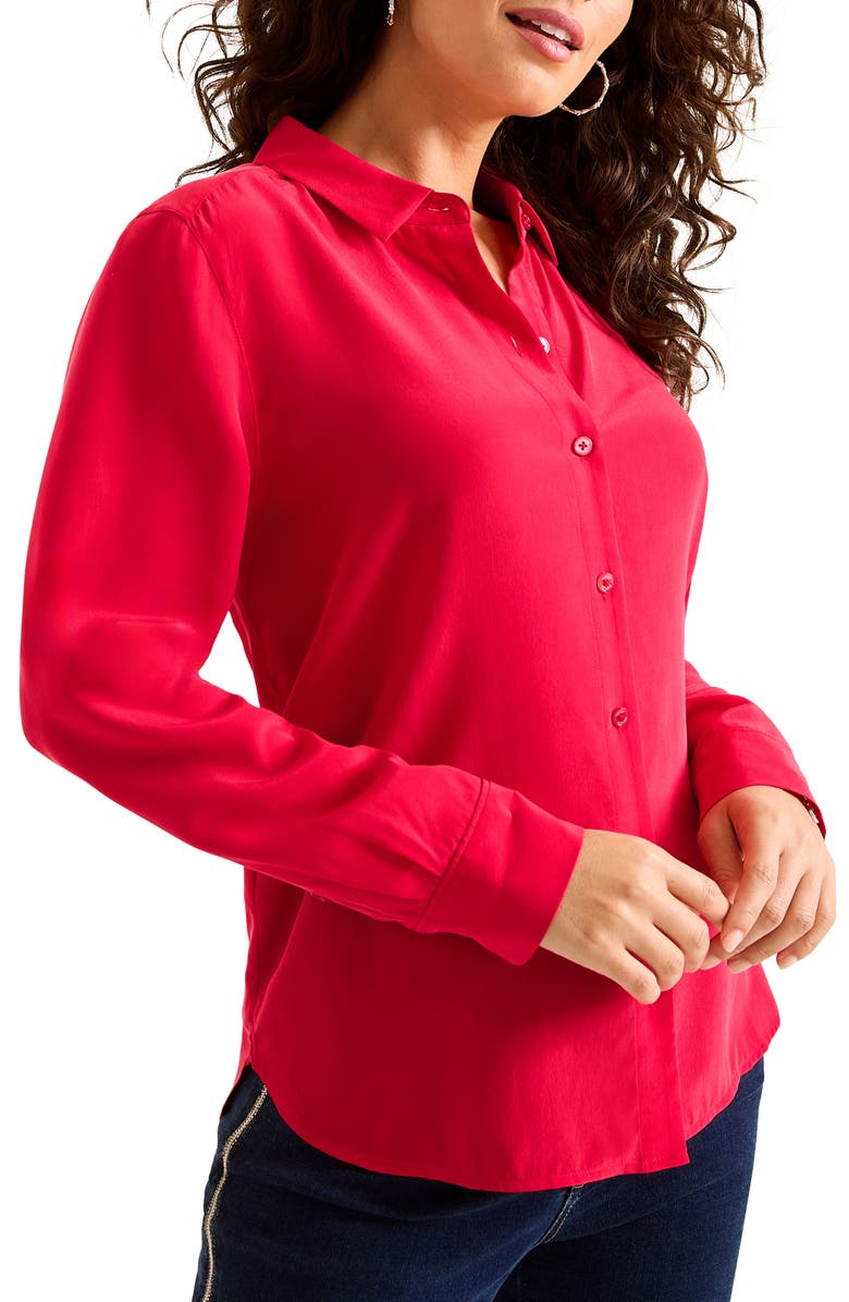 Tommy Bahama Classic Silk Button-Up Shirt, Alternate, color, Tango Red