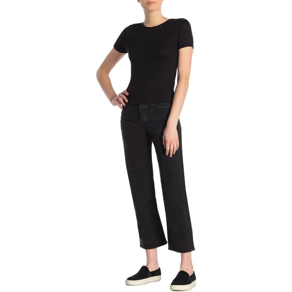 Rag & Bone Maya High Waist Ankle Straight Leg Jeans In Black