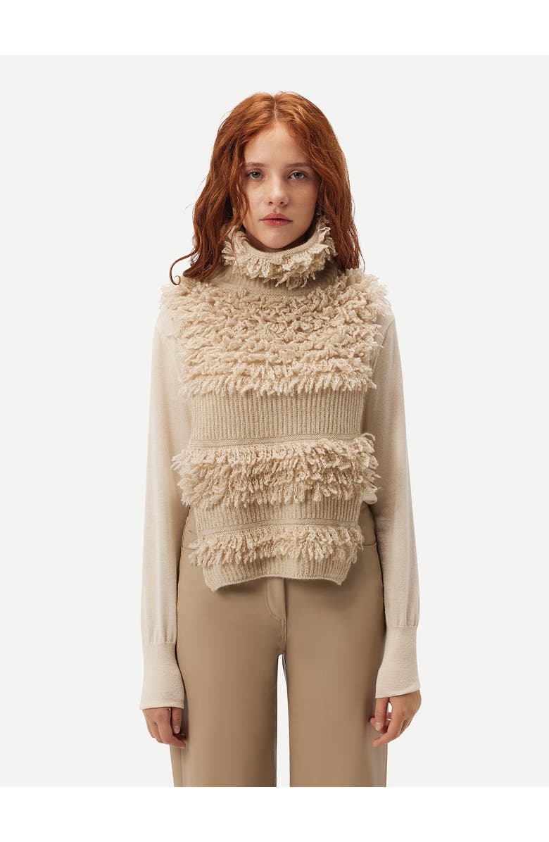 GOBI Mongolian Cashmere Loop-Stitch Gilet, Alternate, color, Warm Grey