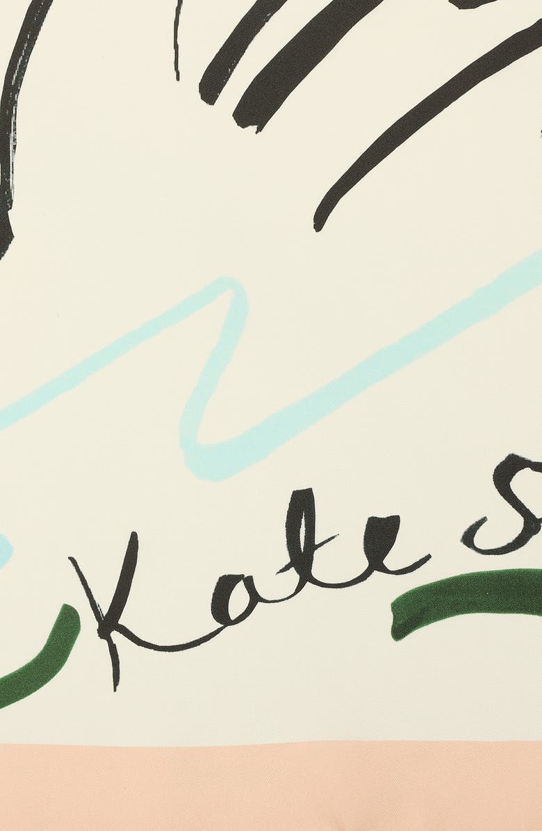 Kate Spade New York swans print silk square scarf, Alternate, color, Ivory Multi