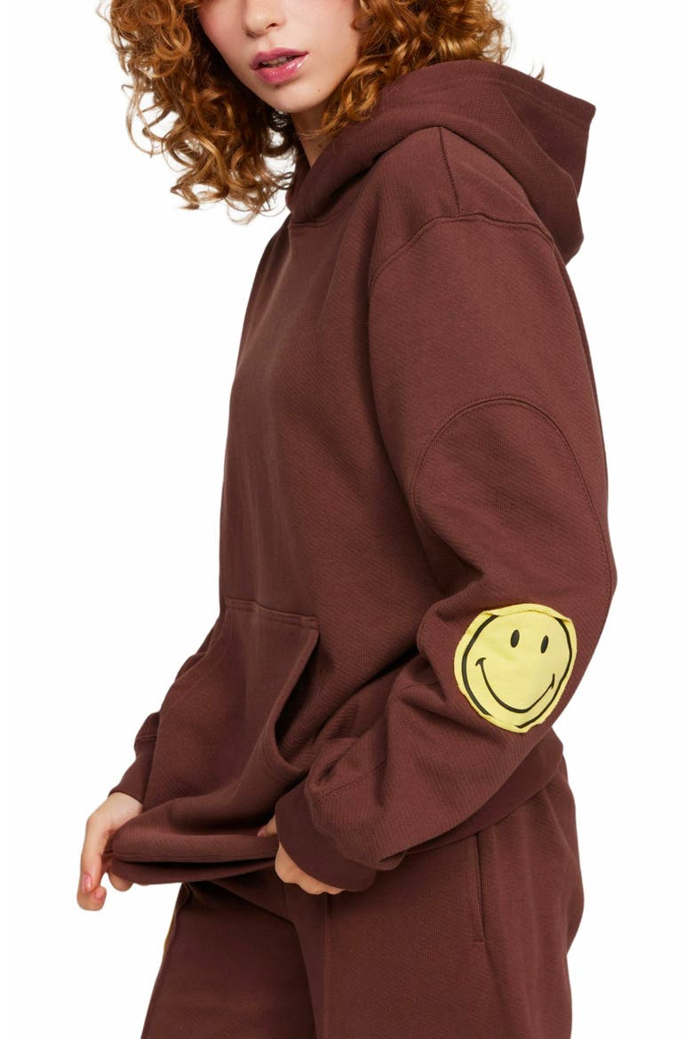 SMILEY OVERSIZED HOODIE, Alternate, color, BROWN