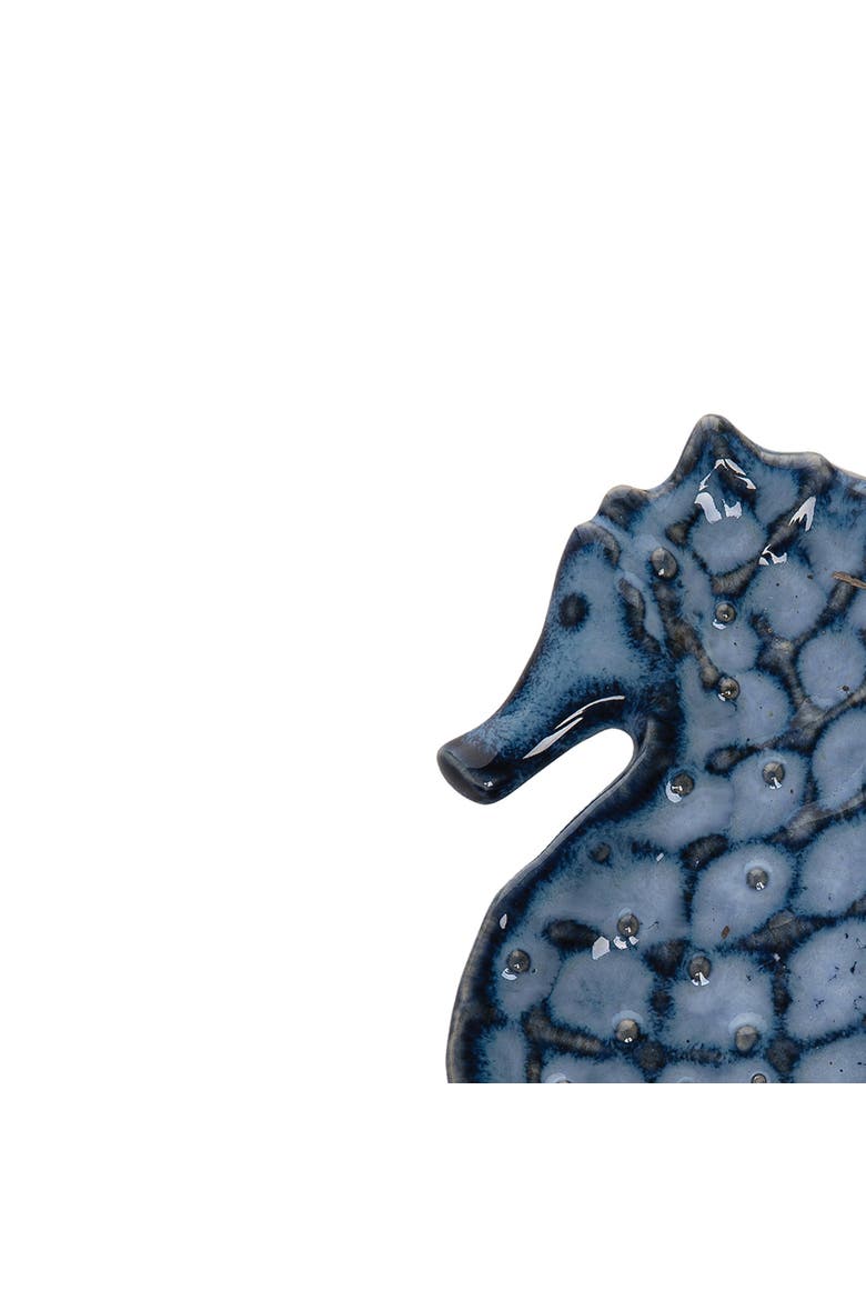 Textured Blue Seahorse Dish Porcelain Dinnerware Plate, Alternate, color, Blue