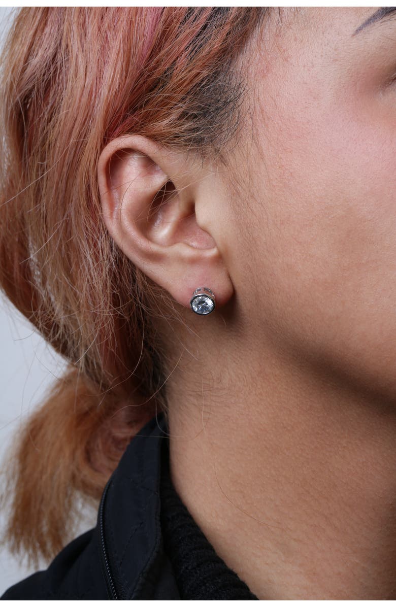 Haus of Brilliance 14K White Gold 2.0 Ct Lab Grown Diamond Classic Bezel Solitaire Stud Earrings, Alternate, color, White