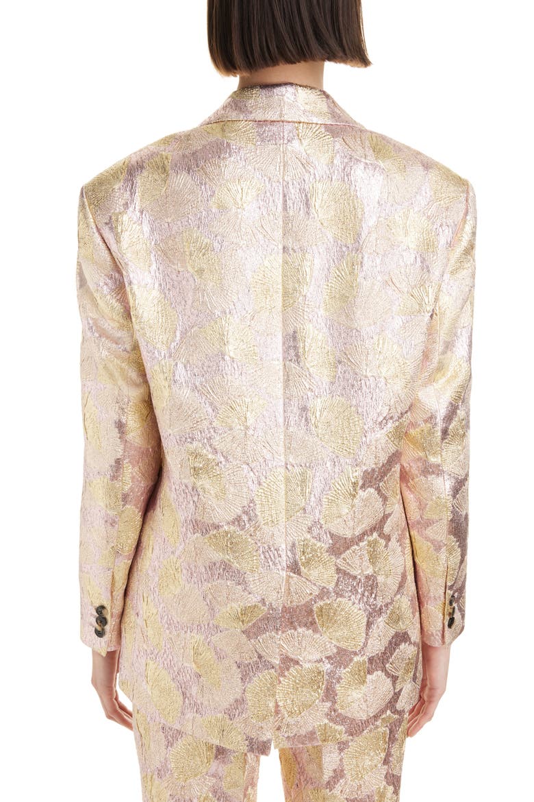 Birdy Shell Print Metallic Brocade Blazer, Alternate, color, GOLD 954