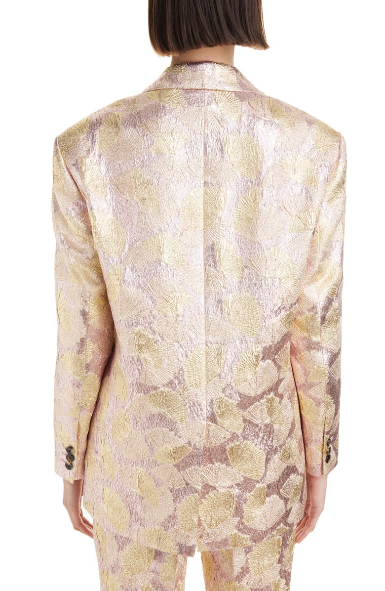 Dries Van Noten Birdy Shell Print Metallic Brocade Blazer, Alternate, color, 