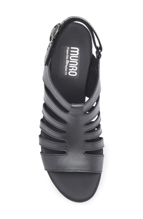 Munro Lanna Kitten Heel Slingback Sandal In Black Metallic Calf Leather